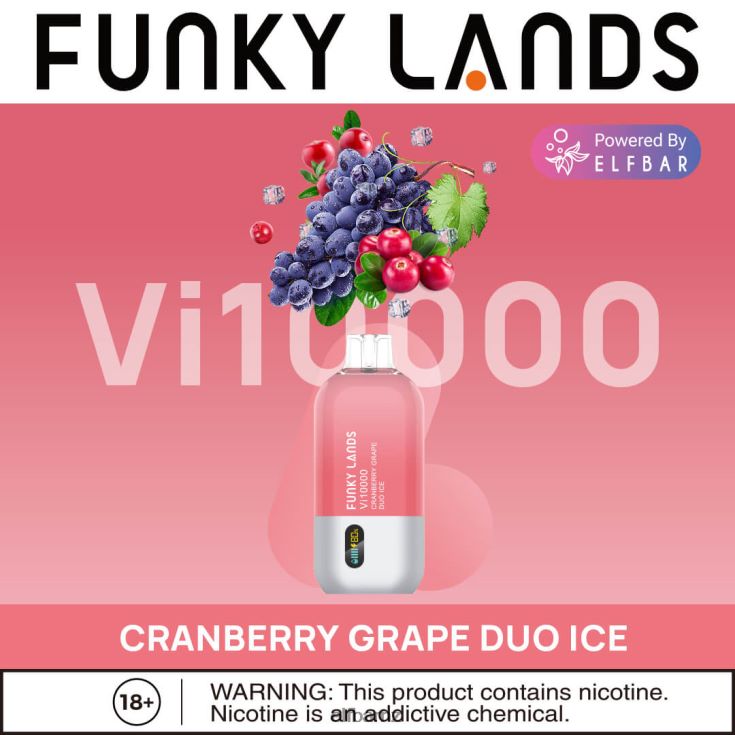 ELFBAR Funky Lands Disposable Vape Vi10000 Puffs H2J2V6165 Cranberry Grape Duo Ice